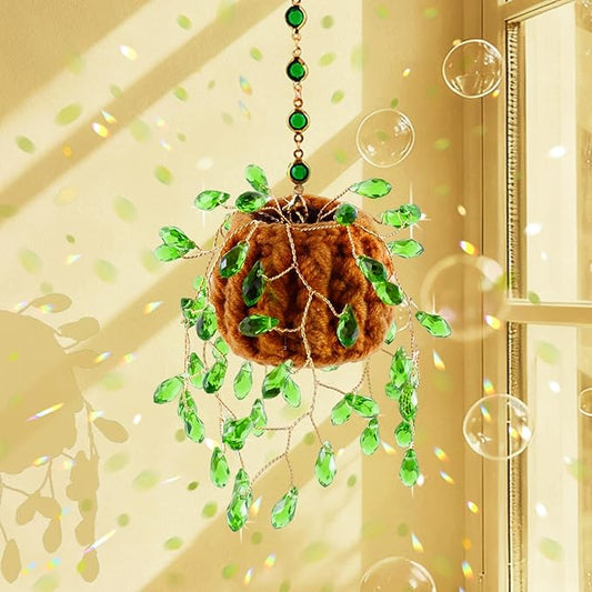 Beaded Plant Kit Suncatcher Succulent Beaded Succulent Gifts for Plant Lovers,Plant Sun Catcher for Window Hanging with Chain,Bead Plants Crystal Sun Catchers Indoor Window Home Garden Decor