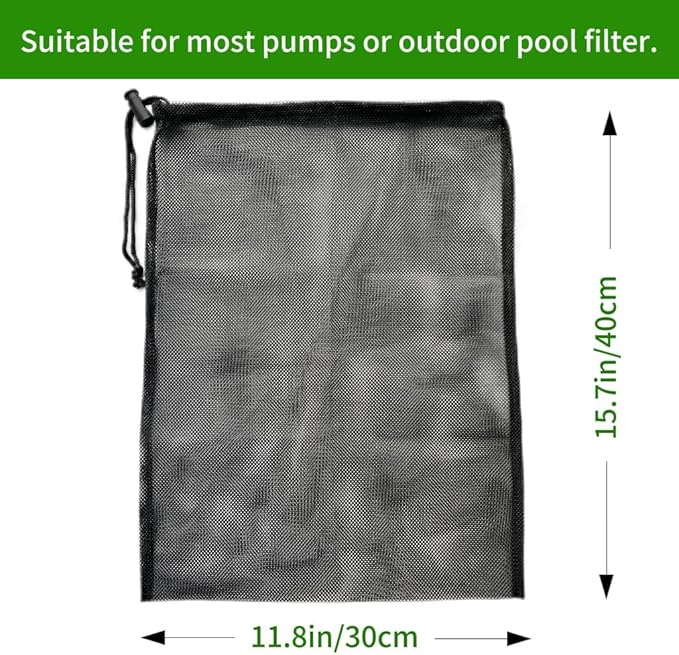 2 Pcs 11.8" x 15.7" Pond Pump Cover, Pond Pump Filter Bag, Black Media Bag Large Pump Mesh Bag for Outdoor Water Ponds Filters, Water Filter Pump, Outdoor Ponds, Garden, Swimming Pool (2 Pack)