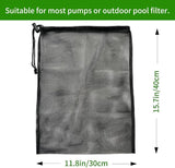 2 Pcs 11.8" x 15.7" Pond Pump Cover, Pond Pump Filter Bag, Black Media Bag Large Pump Mesh Bag for Outdoor Water Ponds Filters, Water Filter Pump, Outdoor Ponds, Garden, Swimming Pool (2 Pack)