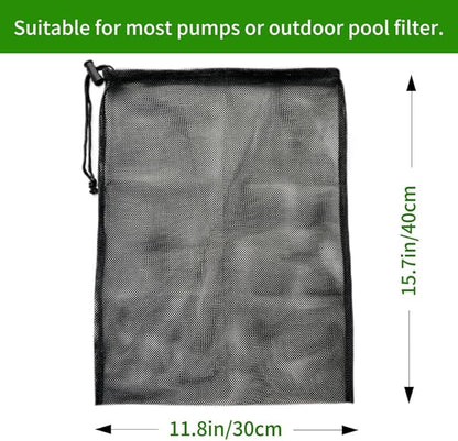 2 Pcs 11.8" x 15.7" Pond Pump Cover, Pond Pump Filter Bag, Black Media Bag Large Pump Mesh Bag for Outdoor Water Ponds Filters, Water Filter Pump, Outdoor Ponds, Garden, Swimming Pool (2 Pack)