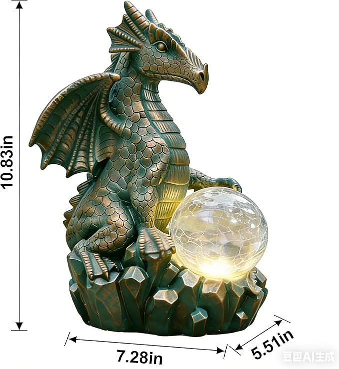 JOYBEE Dragon Solar Garden Statues Outdoor Decoration with Magic Orb,Dragon Figurine Solar LED Lights Lawn Décor,Outside Statue Ornament for Patio, Balcony, Yard,Unique Gifts for Mom Grandma