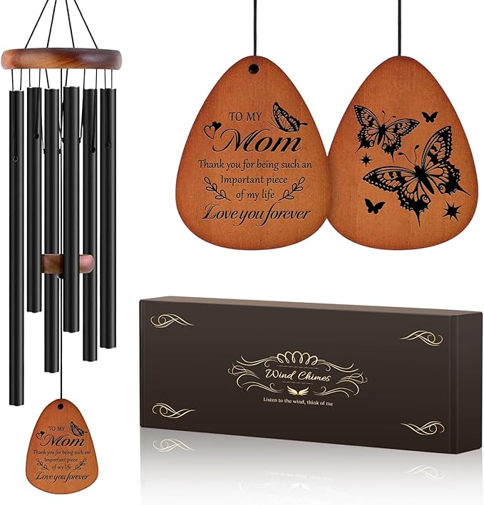 Memorial Sympathy Gifts for Loss of Mom, 32" Butterfly Memorial Wind Chimes for Loss of Mother Sympathy Gift, Bereavement Gifts for Loss of Mom, Windchimes in Memory of Mother