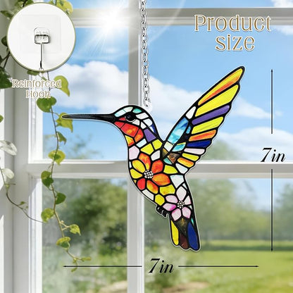 Stained Glass Suncatchers for Windows, Hanging Sun Catchers Indoor Window, Hummingbird Gifts for Bird Lovers