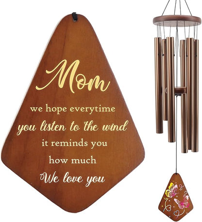 Mom Wind Chimes 32", Birthday Gifts for Mom from Daughter Son, Love Reminder Gifts for Mothers Day Thanksgiving Christmas，Wind Chimes for Mother