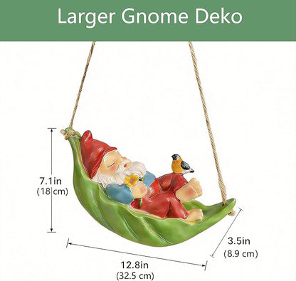 Gnome Garden Deko Outdoor Statues, Bird Flowers Resin Hanging Tree Gnomes Decorations Ornaments Figurines for Outside Backyard Art Decor