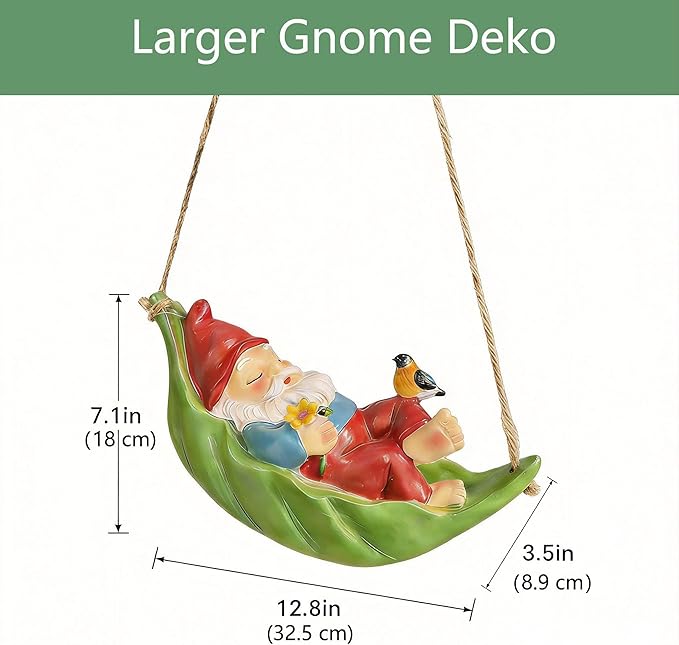 Garden Gnome Outdoor Statues for Garden Decor, Gnome Bird Flowers Resin Hanging Decorations Tree Ornaments Figurines for Outside Backyard Art Decor