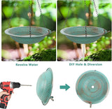 13 inch Rain Chain Basin, Metal Rain Chains Anchoring Bowl Dish, DIY Rain Chain Basin for Gutter Downspout, 2 Layer Hanging Birdbath for Outdoor Garden Patio Decor