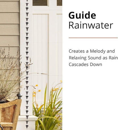 NACH js-RNC001 Stylish Decorative Downspout Gutters Rain Chain, 96", Cast Iron