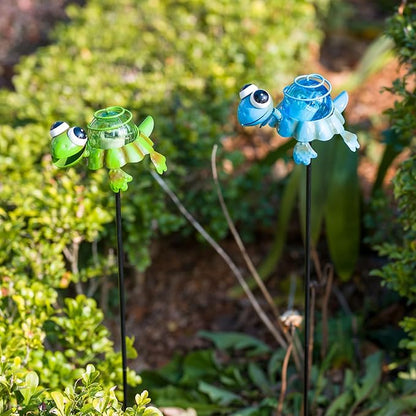 Turtle Solar Garden Lights, 25" H Waterproof Decorative Solar Stake Light, 2 Pcs Outdoor Statues Figurine Lights for Spring Garden Lawn Patio Yard Decoration