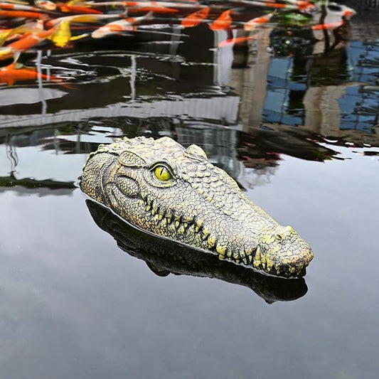 Alligator Head Outdoor Scary Decor - Crocodile Float for Pool Gator to Scare Away Geese Duck Bird - Floating Pond Decor for Outdoor Garden Yard Lake