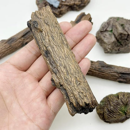 Cayway 8 PCS Miniature Tree Stumps Miniature Stone Rock Statue Mini Garden Figurines Stumps Ornaments for Micro Train Landscape Railway Sand Table