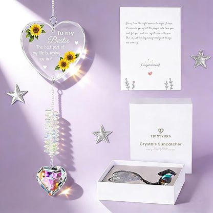 Bestie Gifts,Crystal Suncatcher Gifts for Bestie Birthday,Sisters Gifts from Sister, Best Friend Woman Window Hangings Home Decoration