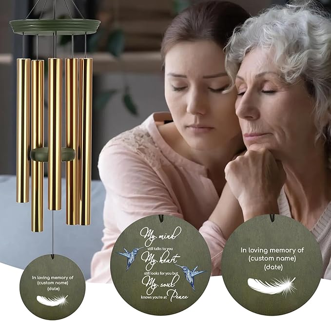 ASTARIN Memorial Angel 36" Wind Chimes, Personalized Name Sympathy Wind Chime, in Memory of Loss Mom Loved One, Large Deep Tone Bereavement Windchimes for Clearance(Produced in USA)