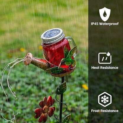 SRNPMIU Solar Watering Can Light, Yard Outdoor Decor Lights, IP65 Waterproof, Hanging Hummingbird Garden Light, Outside Garden Flower Bed Decor, Women Gift, Birthday Gifts
