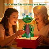 HONGLAND Solar Frog Garden Statue with Blinking LED Eyes, 21“ Metal Frog Yard Decorations Outdoor for Patio Backyard Garden Decor, Unique Birthday Housewarming Gifts for Women Mom Grandma