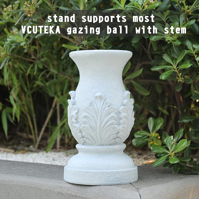 VCUTEKA Gazing Ball Stand, Roman Column Gazing Globe Stand for 8-10 Inch Garden Gazing Globe, Indoor/Outdoor Display Stand Décor Accessories, 12" H