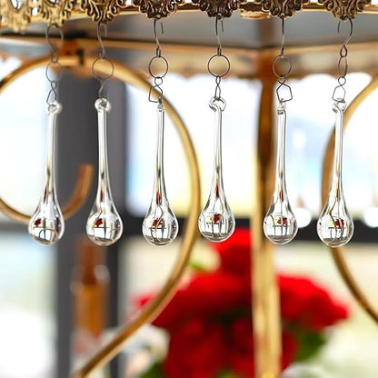H&D 20pcs Hanging Chandelier Crystal Teardrop Prism Accent Rainbow Suncatcher Christmas Tree Decorations (Clear, 20X80mm)