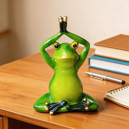 Yoga Frog Statue Outdoor Decor,5.5''(H) Yoga Frog Garden Sculptures for Yard Lawn,Resin Animal Figurines Home Porch Patio Table Art Decorations