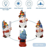 FORUP Resin Gnome Solar Rain Gauges, Resin Garden Gnome Statue with a Plastic Rain Gauge, Hand Painted Gnome Sculpture Water Gauge for Rain