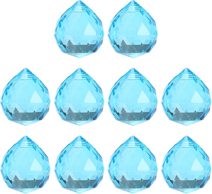 M METERXITY 10-Pack Crystal Ball Prisms, 24mm/0.94 Inch Chandelier Pendant Maker Hanging Crystals Chandelier Prisms for Home/Windows/Garden/DIY Decoration[Blue]