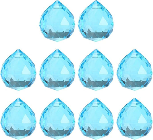 M METERXITY 10-Pack Crystal Ball Prisms, 24mm/0.94 Inch Chandelier Pendant Maker Hanging Crystals Chandelier Prisms for Home/Windows/Garden/DIY Decoration[Blue]