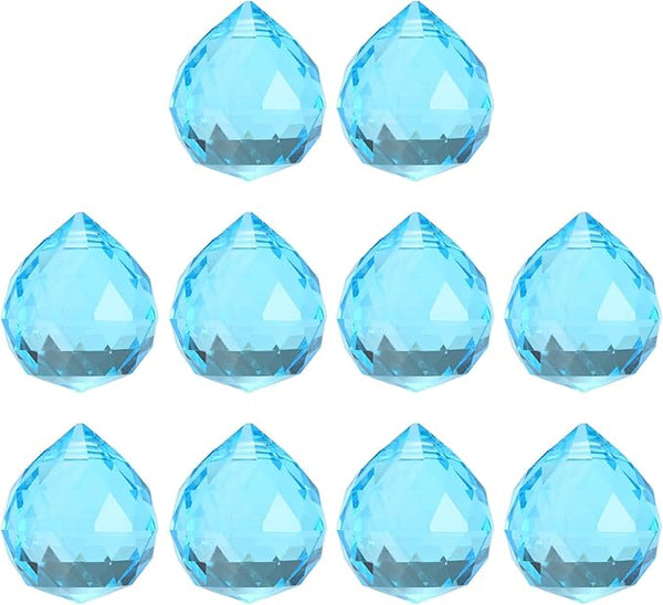 M METERXITY 10-Pack Crystal Ball Prisms, 24mm/0.94 Inch Chandelier Pendant Maker Hanging Crystals Chandelier Prisms for Home/Windows/Garden/DIY Decoration[Blue]