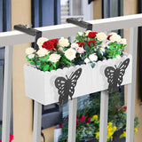 VIVIKEN Planter Box Bracket, Adjustable Hang Window Box Holder with Butterfly, Hanging Flower Pot Stand Brackets for Outdoor Patio Garden Fence Pergola Balcony Supporting Heavy Planters-4Pack