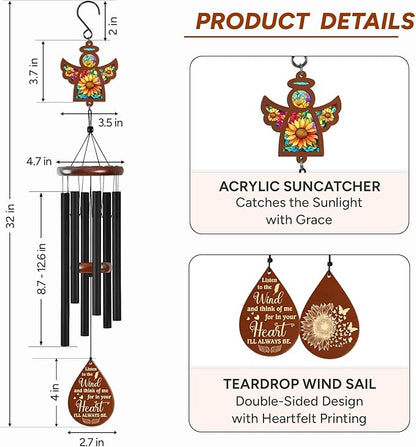 FLAGWIX Sympathy Gifts for Loss of Loved One - Memorial Wind Chimes for Outside 32 in - Large Outdoor Wind Chimes, Bereavement Gift Ideas, Remembrance Condolence Memorial Gifts for Loss of Mom Dad