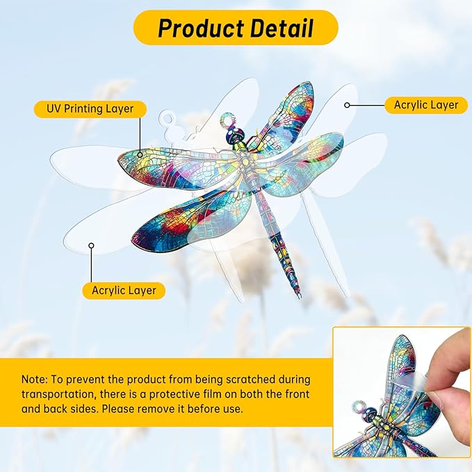 Window Hanging Dragonfly Plant Suncatcher Ready to Hang Window Doors Home Decoration,Dragonfly Ornament for Women Gifts,Valentine's Day for Lovers and Friends