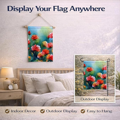Caroline's Treasures Ohio Scarlet Carnations in Watercolor Garden Flag Mailbox Flag Decorative Yard Flag Banner Outside Patio Artwork Yard Flower Beds, Garden Size, Multicolor