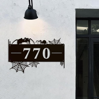 Personalized Gothic House Number metal Signs,Custom Address Number Metal Wall Art Decor,Black Plaques Outdoor wall Decorative Signage,Shed(8-30 Inches) (Spider A)