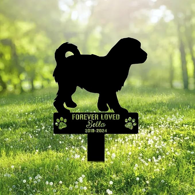 Custom Cavachon Dog Metal Memorial Garden Stake Personalized Pet Grave Marker Name Sign Remembrance Stake Decor Sympathy Dog Loss,Outdoor Statues for Yard Garden Lawn Patio Pathway Grave Ornament.
