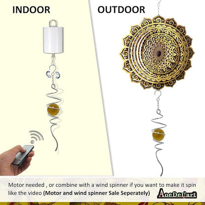 Aoedelyart Gazing Ball Spiral Wind Spinner Tail Sun Catcher 11inch Tail and 2 inch Glass Orb.Decorative Wind Spinner Stabilizer Indoor Outdoor Garden Decoration,Garden Gift -13 inch Height(Gold)