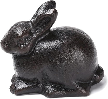 BRASSTAR Cast Iron Sitting Rabbit Statue Outdoor Garden Patio Yard Indoor Home Animal Figurine Decorative 4.4''(H) TQGJPT307