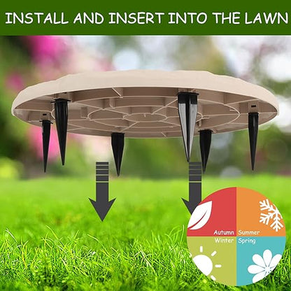4Pcs Large Stepping Stones Outdoor Garden Walkway, Durable Plastic Pavers for Patio, Pathway, and Landscaping, Weatherproof Stepping Stones with Ground Stakes for Easy Installation (Round Sunflower)
