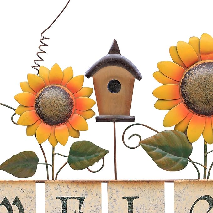 Welcome Sign Metal Hanging Sunflower Signs for Front Door Porch Wall - Rustic Decorative Door Hanger Indoor Outdoor Spring Decoration Wreath Decor (C)