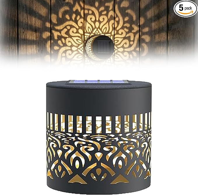 Decorative Solar Mandala Lights, Solar Mandala Lights Outdoor, Metal Solar Powered Outdoor Deck Step Wall Lights, Mandala Theme LED Waterproof Fence Light, for Garden Fence, Yard Decor (1PC)