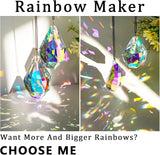H&D HYALINE & DORA Set of 2 Crystal Sun Catcher Prisms 3.5" AB Colored Hanging Crystals for Window Rainbow Maker Prisms for Home Garden Decor