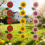 3 Pack Sunflowers Garden Stakes Decor,Metal Yard Art Decorative Garden Stakes,Metal Flowers Spring Garden Decor for Outside,Landscape,Patio(22.6 * 4.7IN)
