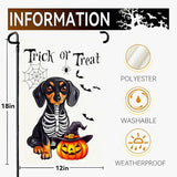 Halloween Garden Flags Trick or Treat Ghost Dog Yard Flag for Outside Decor Pumpkin Bat Spider Web Garden Flag Holiday Rottweiler Skeleton House Banner Outdoor Decoration for Home 12 x 18 Inch