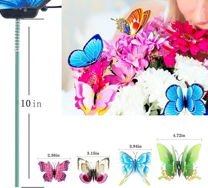 FENELY Luminous Colorful Butterfly Garden Decor Stakes,Double Wing Waterproof 3D Garden Ornaments Outdoor Decorations for Patio Lawn Yard PVC Gardening Art Christmas Whimsical Gifts