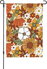 70s Retro Floral Garden Flag 12x18 Inch,Spring Decorative Flag Small Vertical Double Sided Holiday Farmhouse Seasonal Decor for Yard