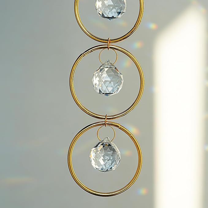 2PCS Crystals Hanging Ornaments Decor Pendant Ornament with 20mm Crystal Balls for Wind Chimes, Hanging Sunlight Catche, Window Ornament, Meditation, Fengshui, Yoga