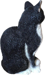 Cat Resin Outdoor Tree Sculpture Gift Garden Terrace Lawn Outdoor Cat Statue (Black)