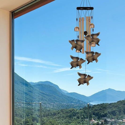 Outdoor Bronze Flying Pig Wind Chimes, Pigs WindChimes, Gift Wind Chime, Flying Pigs Wind Bell, Gifts for Women, for Home, Garden, Indoor, Outdoor Decoration, Garden Fly Pigs Wind Chimes