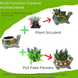 GUCHO Solar Garden Outdoor Statues Turtle with 5 Led Lights (Not Include Real Succulent),Lawn Decor Tortoise Statue for Patio, Balcony,Yard,Garden Decorations,Unique Gifts for Women Men