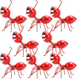 Cruis Cuka Metal Yard Art Garden Decor for Outside Cute Ants Yard Decorations Outdoor Lawn Ornaments Backyard Gifts for Mom - Set of 8（All Red）