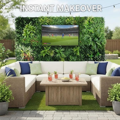 Artificial Plant Wall Panels, 40"x 40" Greenery Boxwood Panels with UV Protection, Faux Grass Ivy Privacy Screen Fence, Grass Wall Backdrop for Indoor Outdoor Garden Backyard Decor