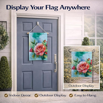 Caroline's Treasures Oklahoma Roses in Watercolor Garden Flag Mailbox Flag Decorative Yard Flag Banner Outside Patio Artwork Yard Flower Beds, Garden Size, Multicolor