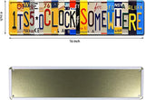 Five O Clock Somewhere Unique Metal Wall Decor for Home, Bar, Diner, Pub, 4 x 16 Inches, Fun Kitchen Decor, Unique Drinking Sign, Funny Bar Signs, Vintage Kitchen Signs